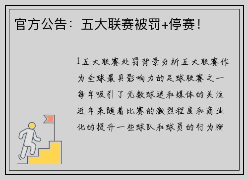 官方公告：五大联赛被罚+停赛！